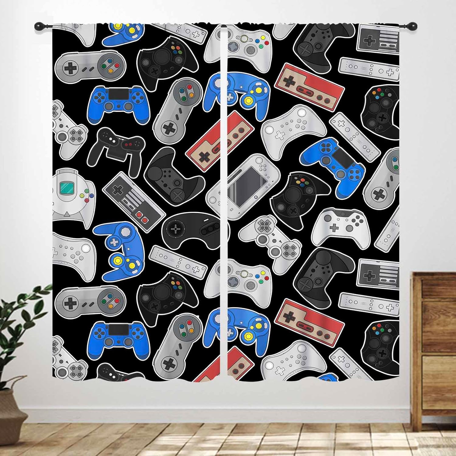 Retro Gaming Youtube - Retro Controllers-gordijnen – Klassiek gamepad-patroon op