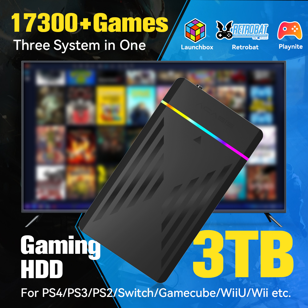 Retro Gaming N64 - 3TB Draagbare Gaming HDD LaunchBox/Retrobat/Playnite Retro